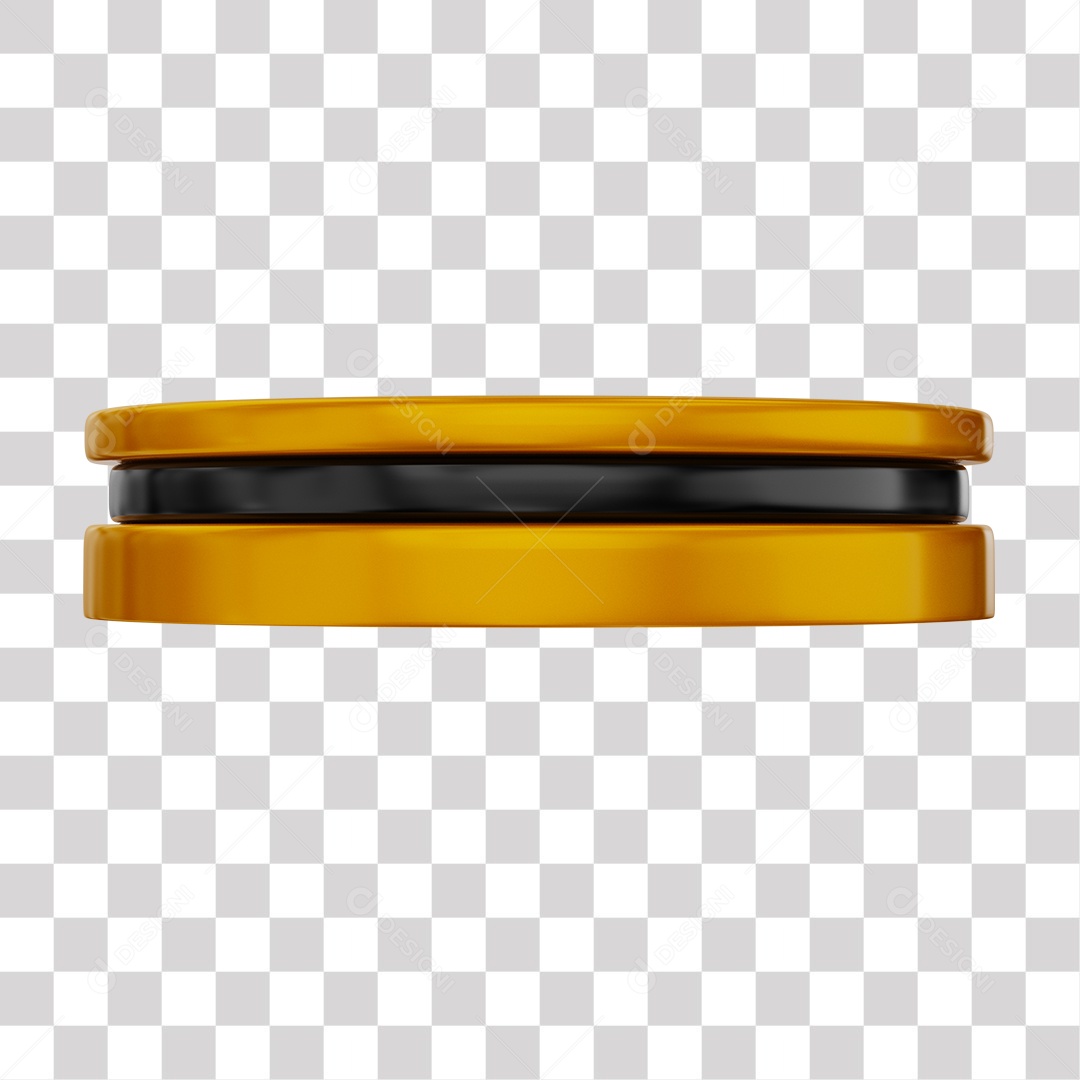 Pódio Dourado e Preto Elemento 3D para Composição PNG Transparente