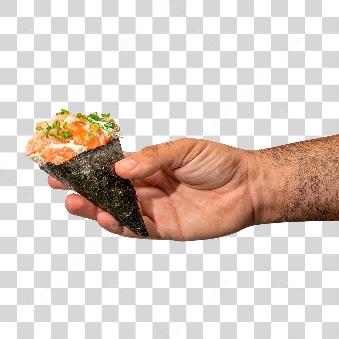 Temaki com Mão Segurando PNG Transparente