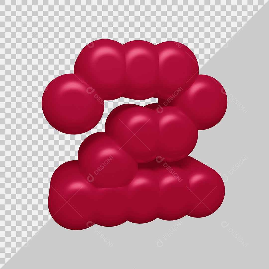 Número 2 3D Vermelho Texturizado PNG Transparente