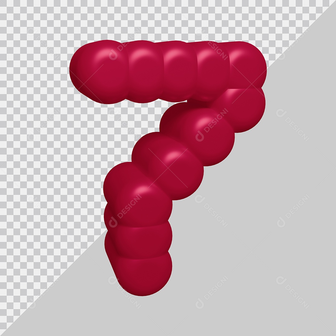 Número 7 3D Vermelho Texturizado PNG Transparente