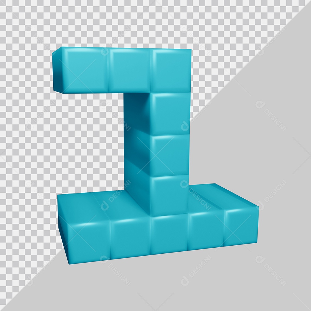 Número 1 3D Azul Texturizado PNG Transparente