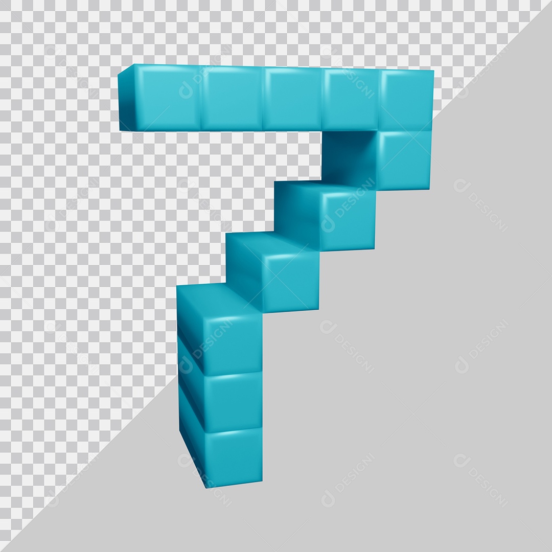 Número 7 3D Azul Texturizado PNG Transparente