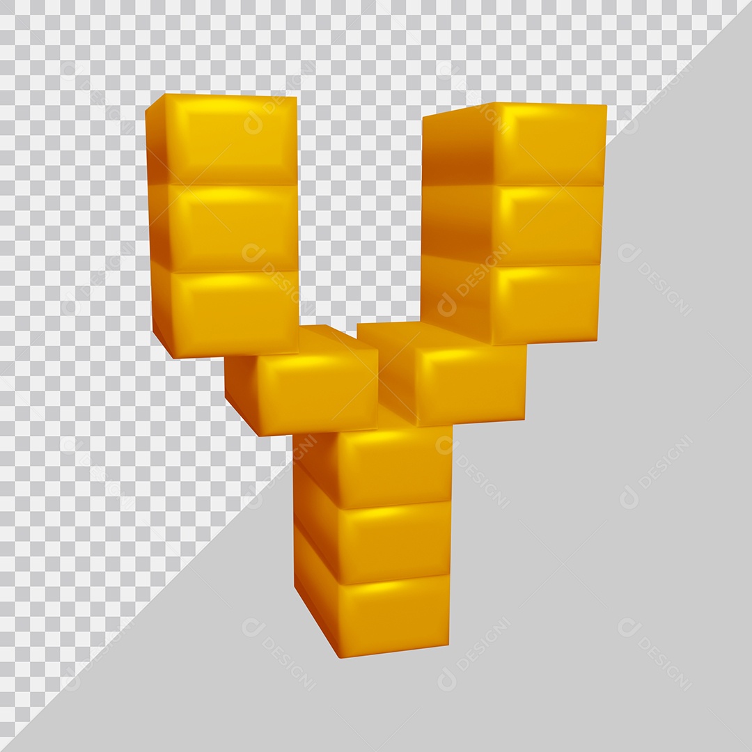 letra A Amarela 3D Texturizadas Quadrada Para composição PSD