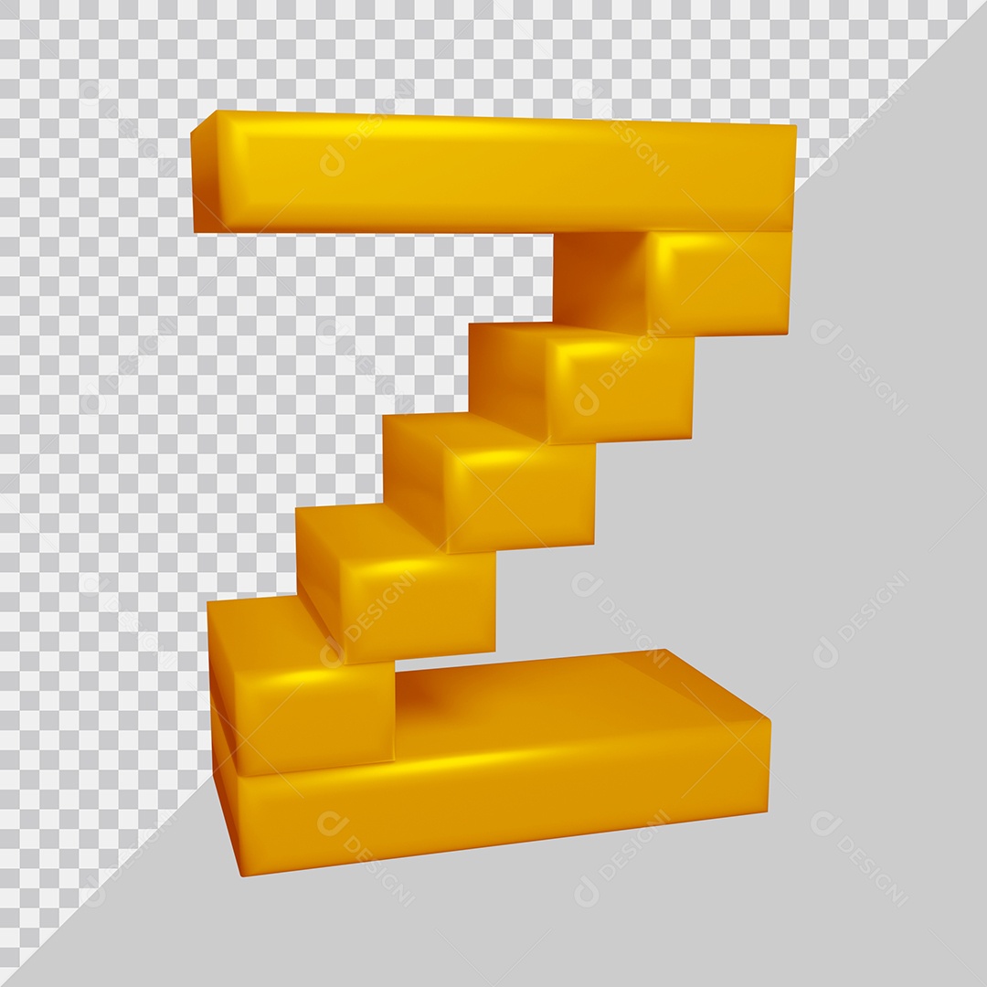 letra Z Amarela 3D Texturizadas Quadrada Para composição PSD