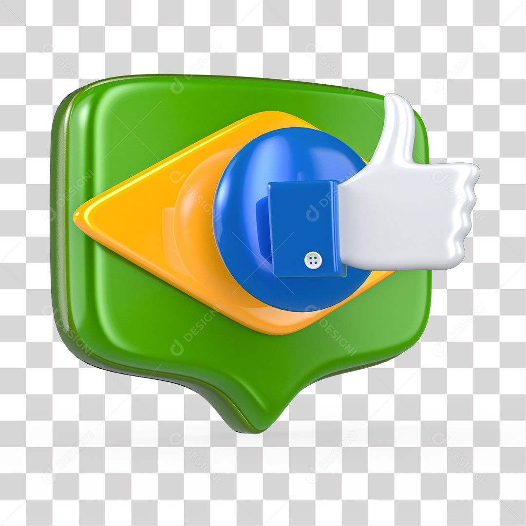 Elemento 3D Like da Copa do Mundo Cores da Bandeira do Brasil PNG Transparente