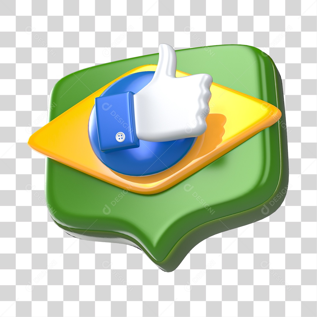 Elemento 3D Like da Copa do Mundo Cores da Bandeira do Brasil PNG Transparente