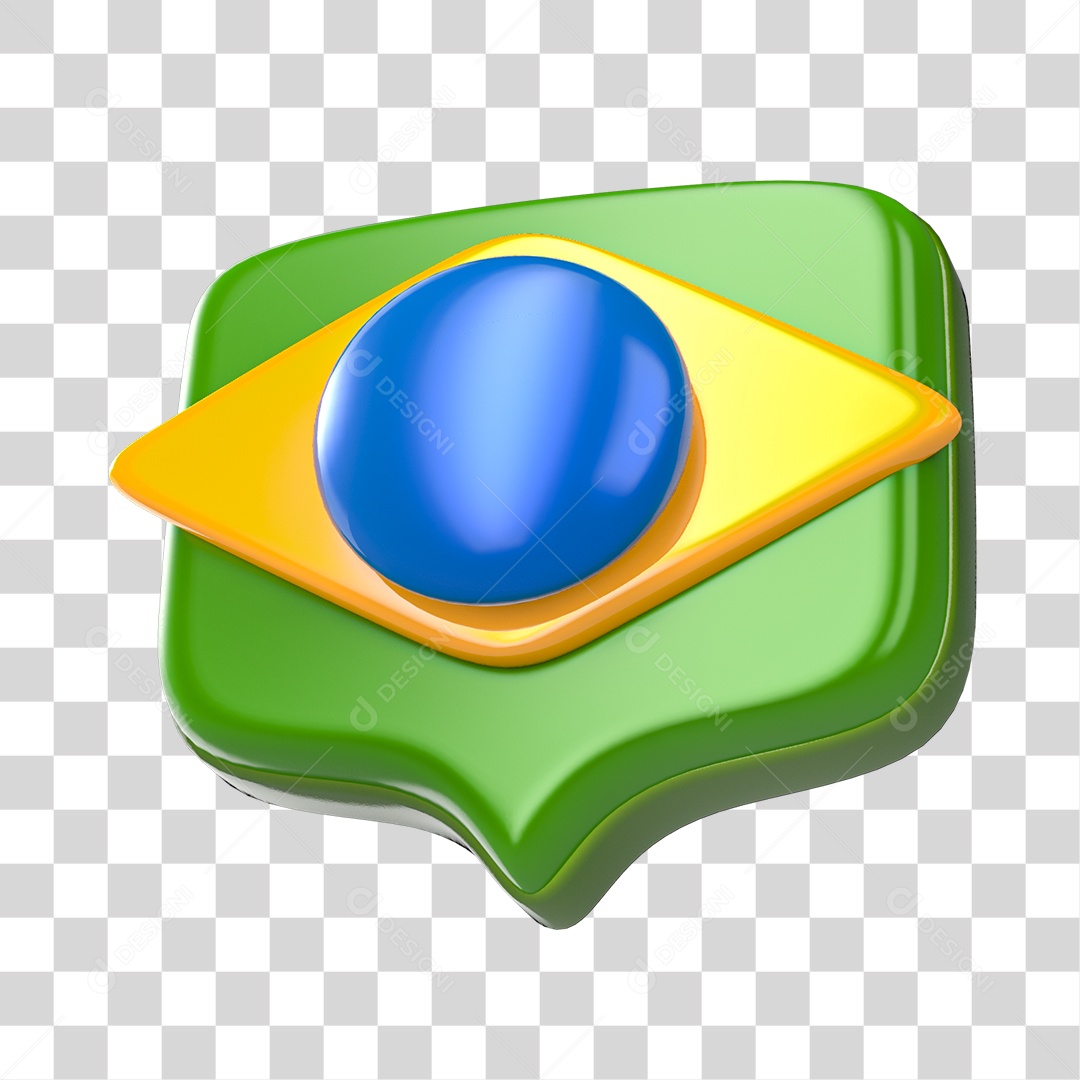 Elemento 3D Like da Copa do Mundo Cores da Bandeira do Brasil PNG Transparente