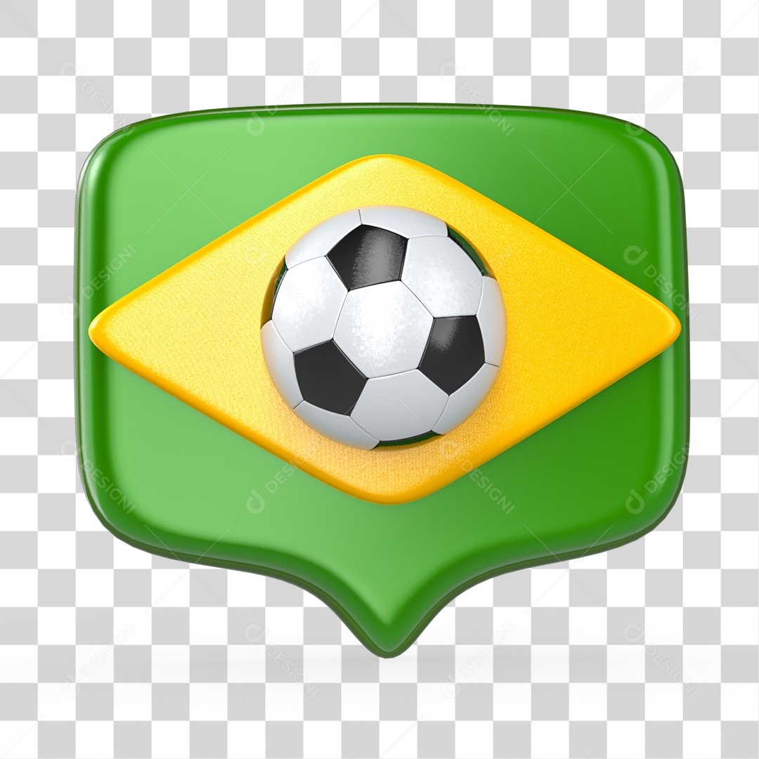 Elemento 3D Like da Copa do Mundo Bola de Futebol Cores da Bandeira do Brasil PNG Transparente