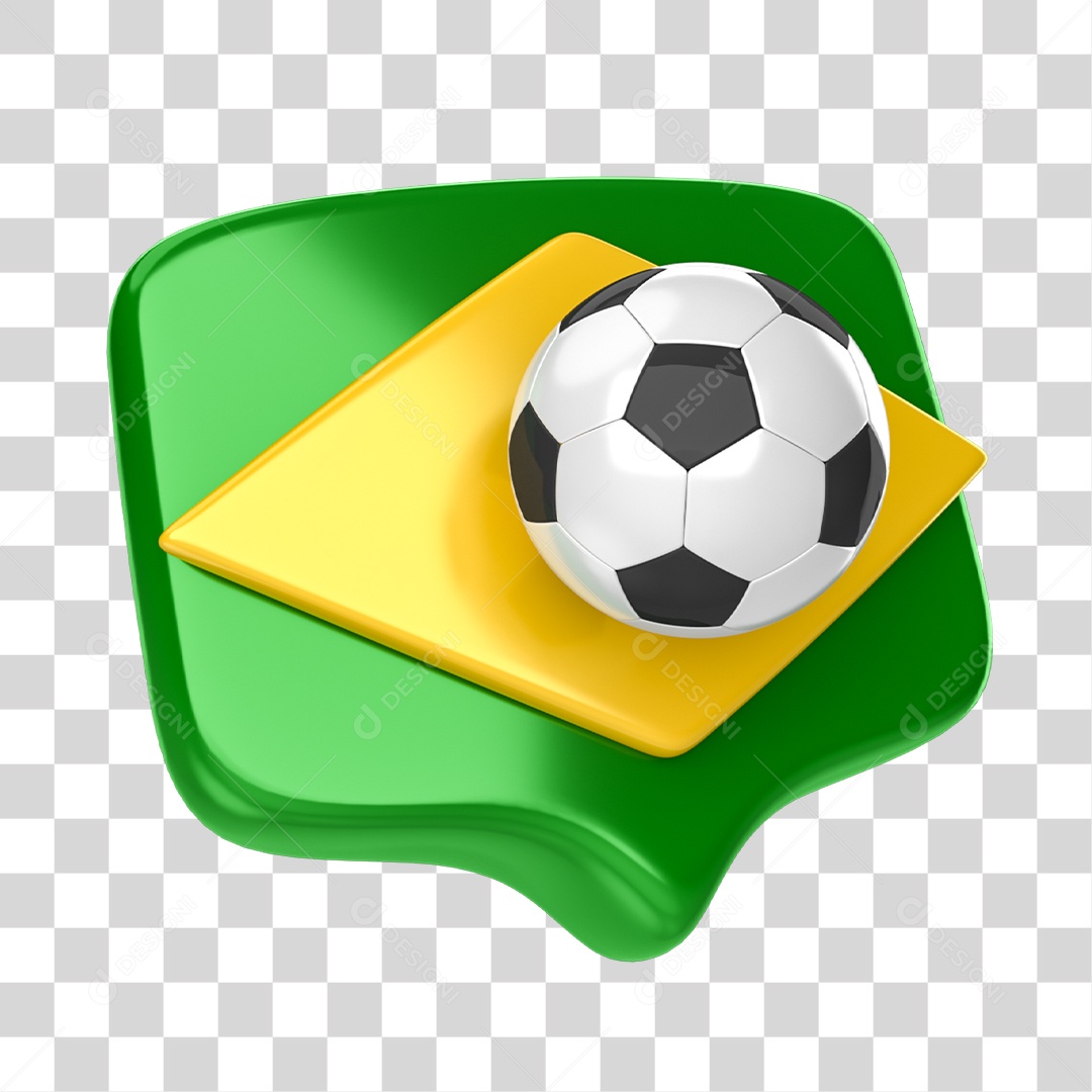 Elemento 3D Like da Copa do Mundo Bola de Futebol Cores da Bandeira do Brasil PNG Transparente