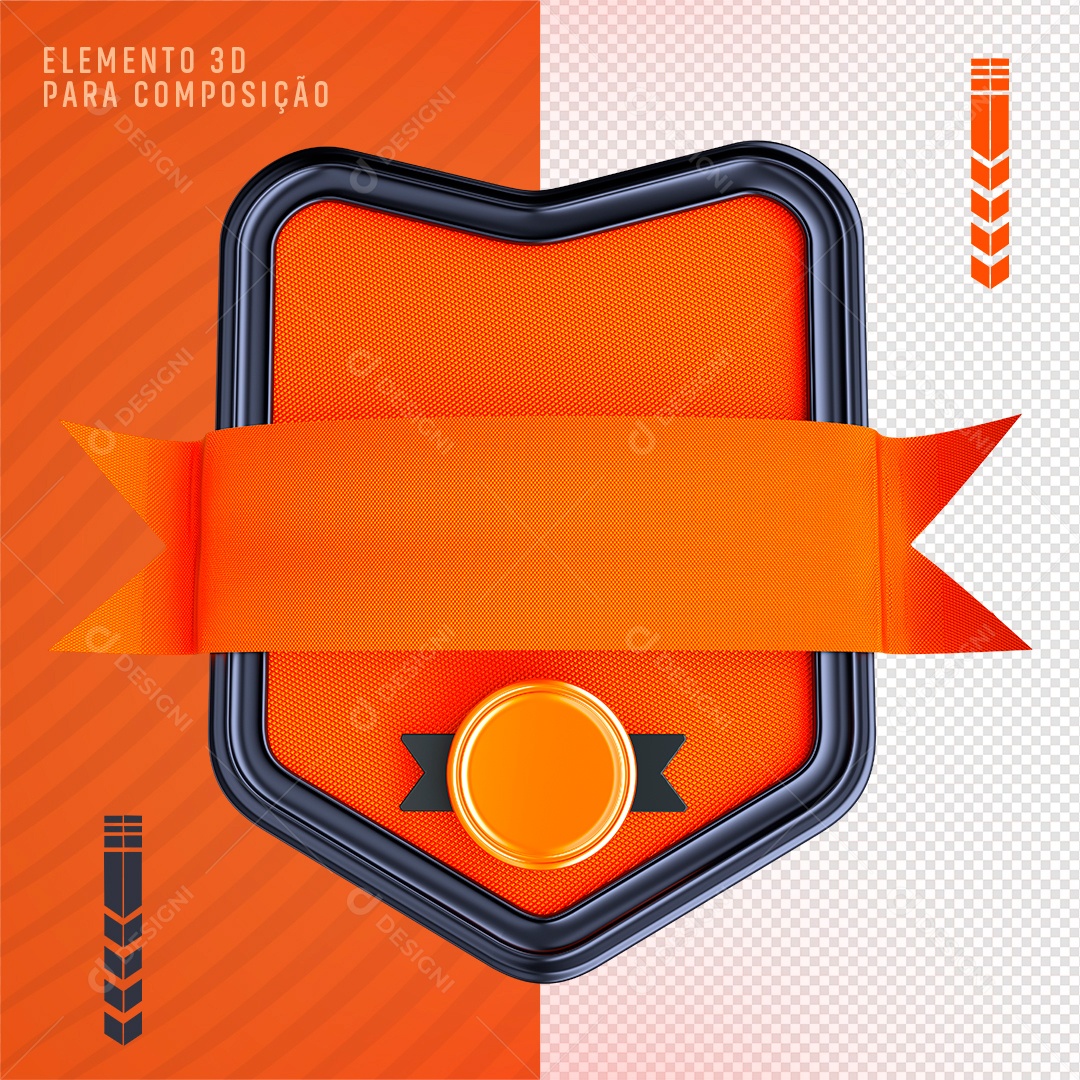 Elemento 3D Para Composição Selo Laranja PNG Transparente
