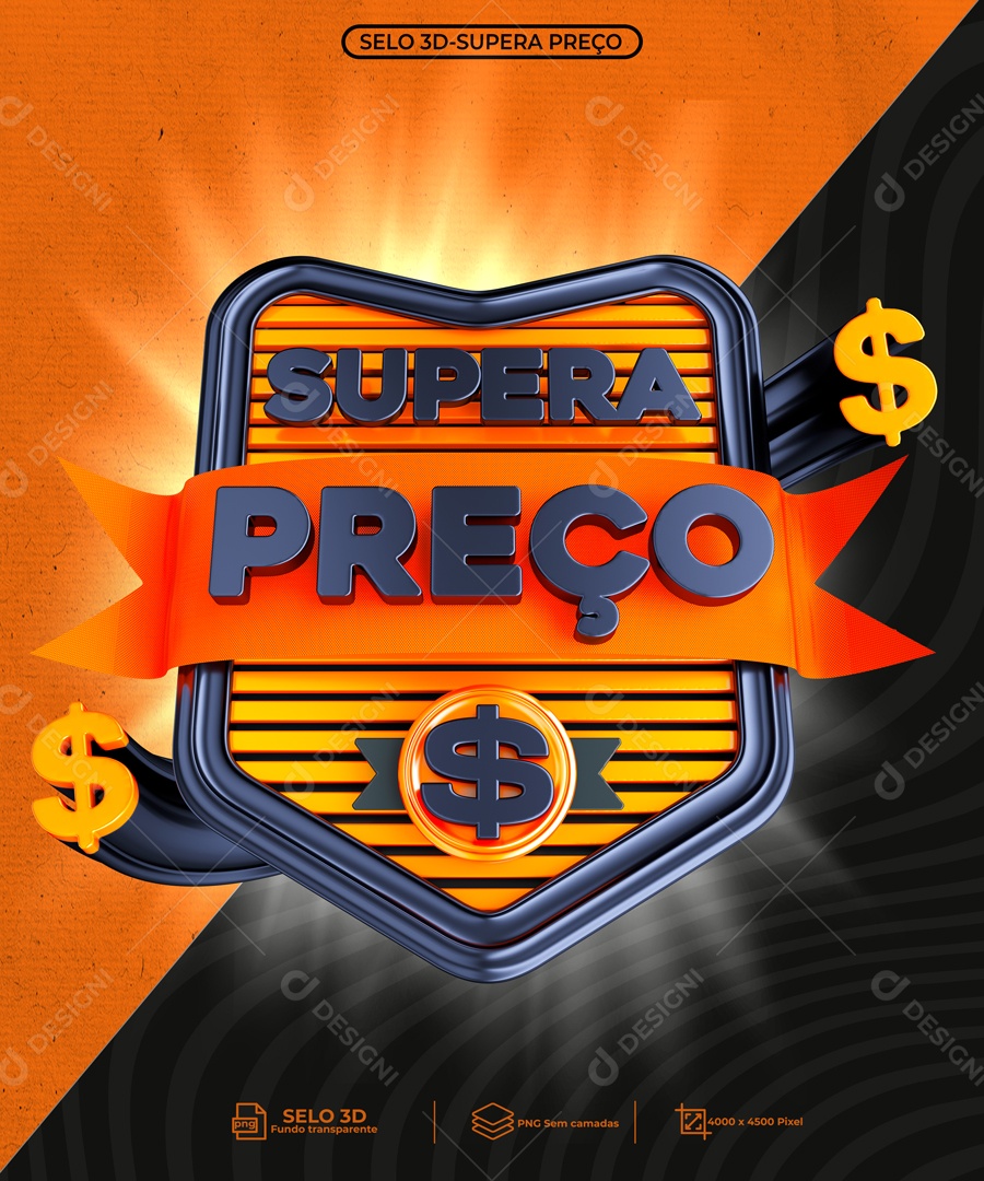 Selo 3D Para Composição Supera Preço PNG Transparente