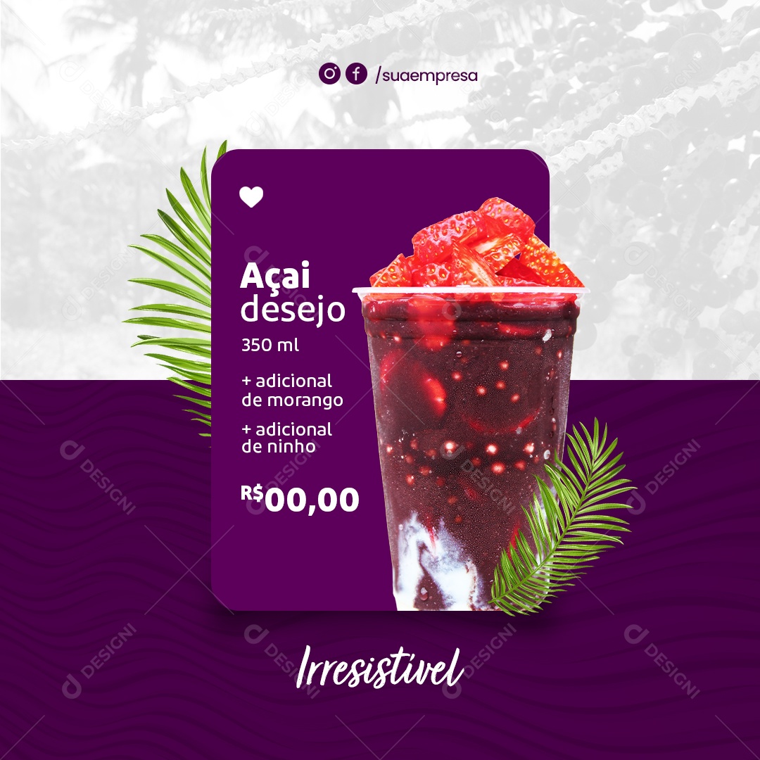 Social Media Açaiteria Açai PSD Editável