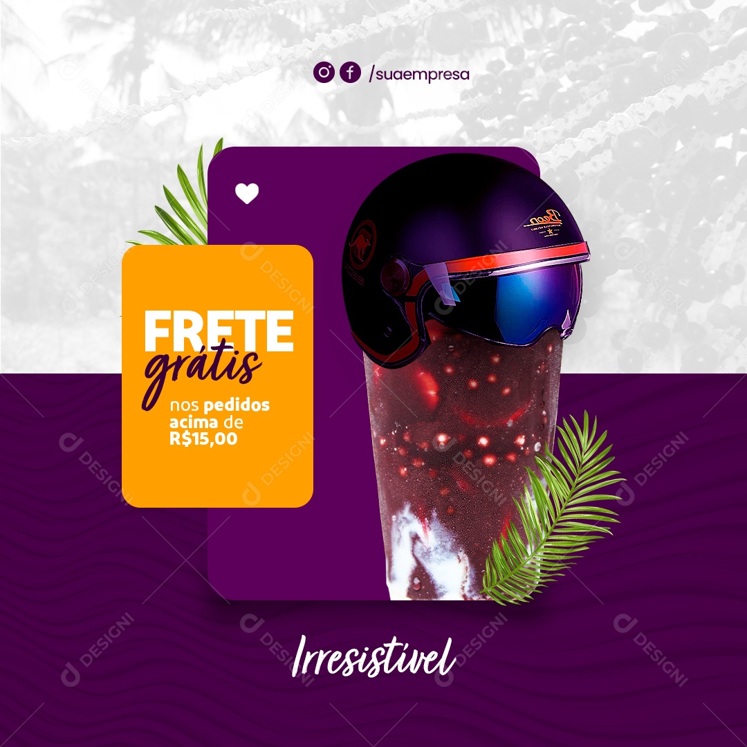 Post Delivery Açaiteria Social Media PSD Editável