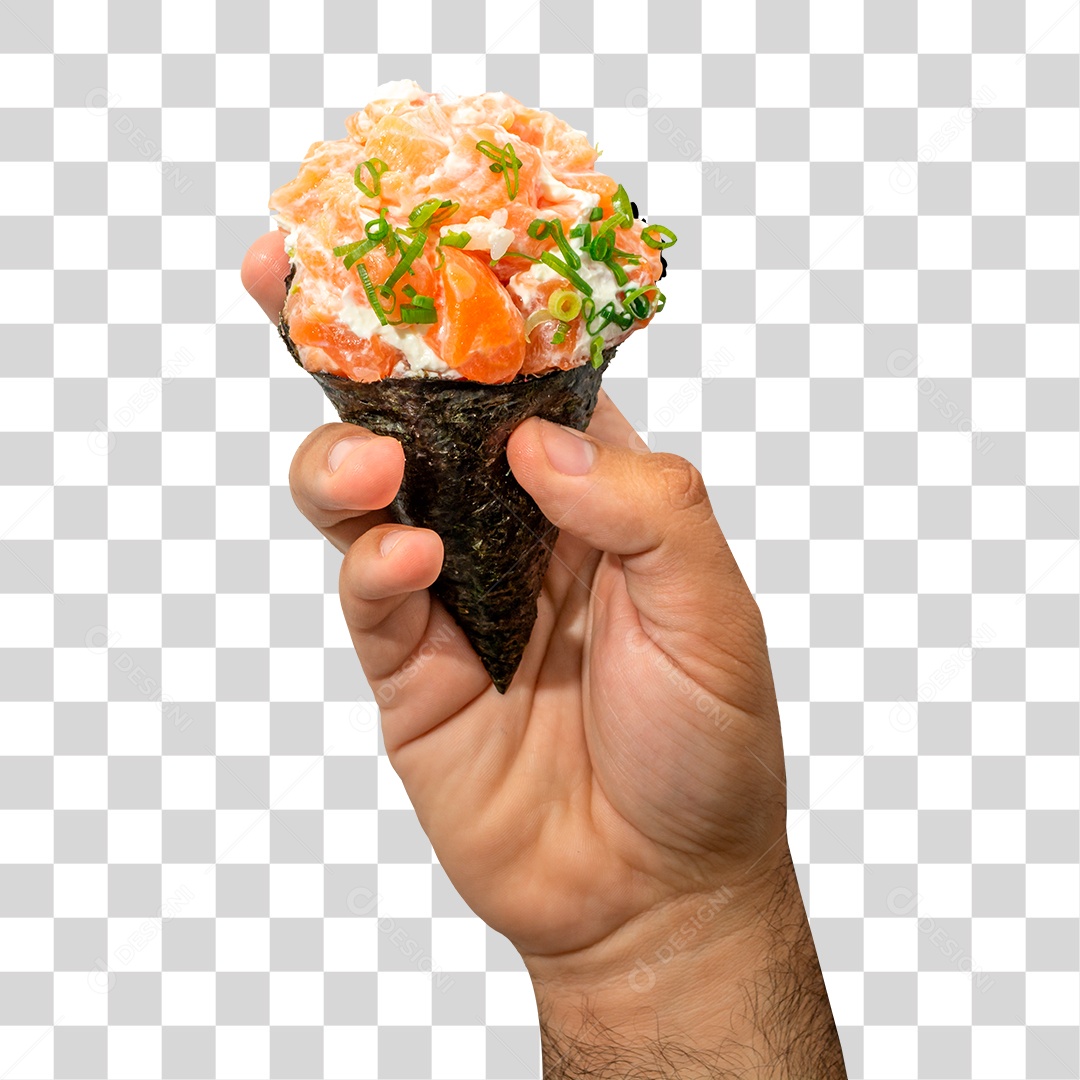 Temaki com Mão Segurando PNG Transparente