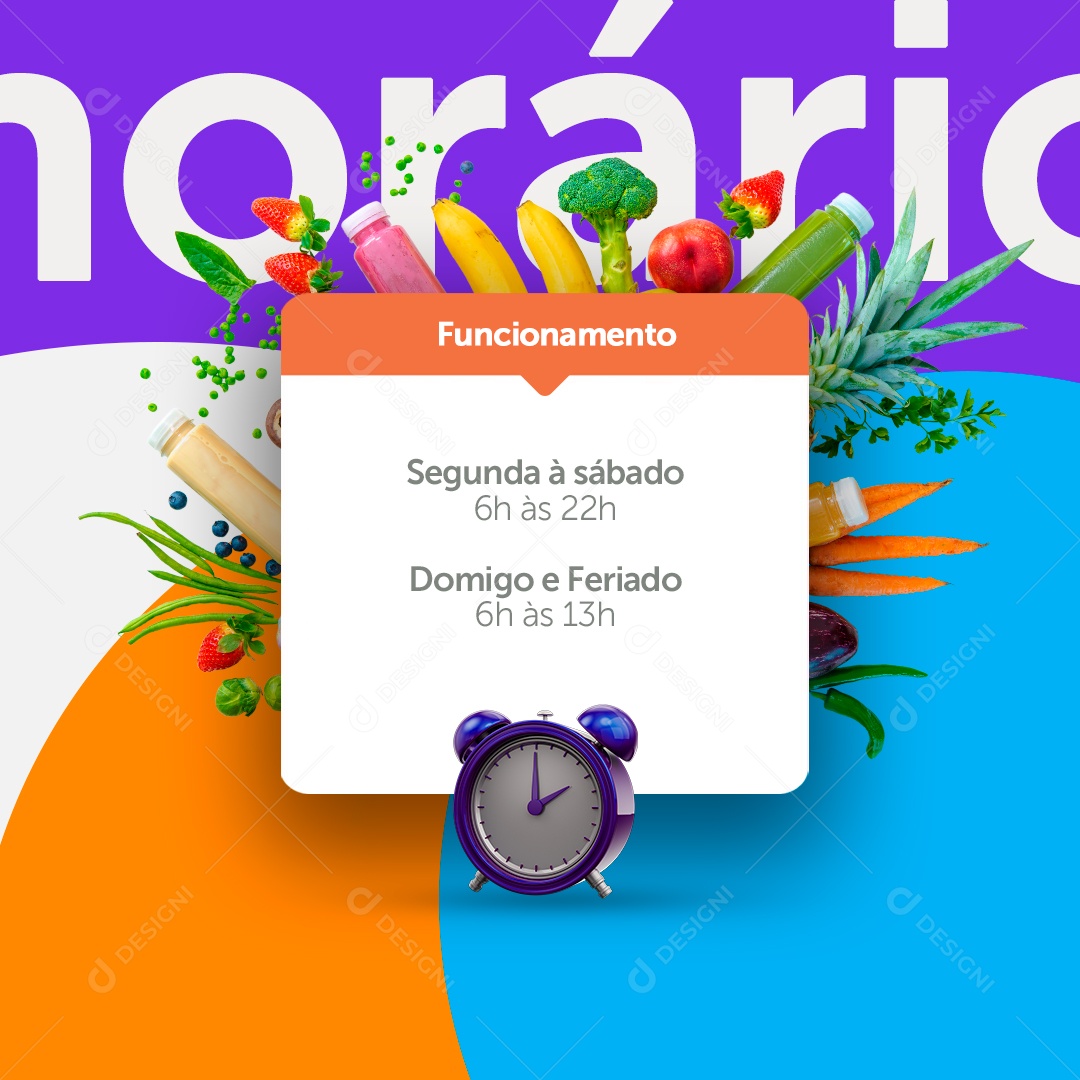 Social Media Supermercado Horário de Fucionamento PSD Editável