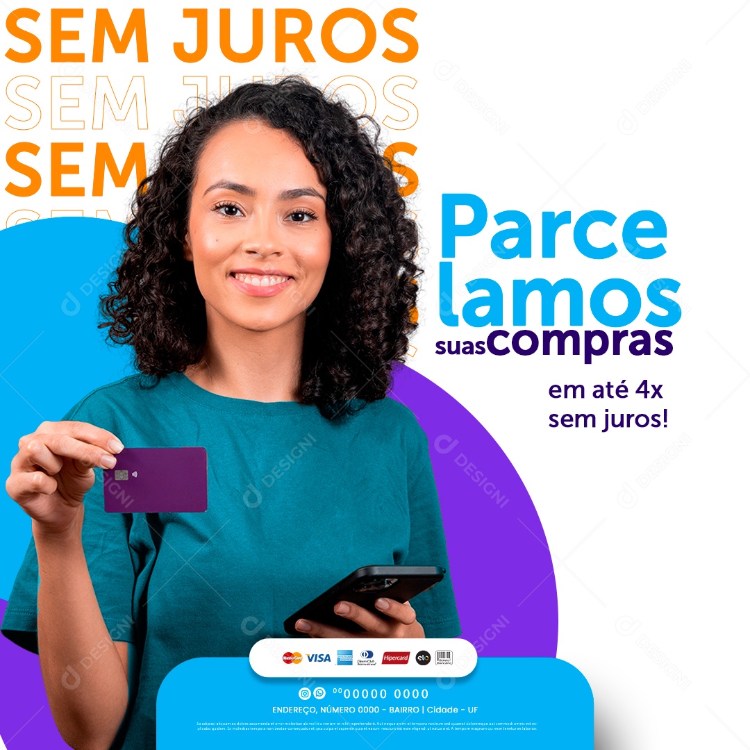 Social Media Supermercado Parcelamos Suas Compras Sem Juros PSD Editável