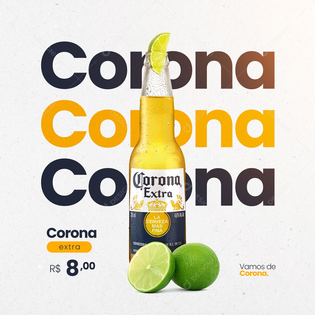 Post Bebidas Cerveja Gelada Corona Social Media PSD Editável