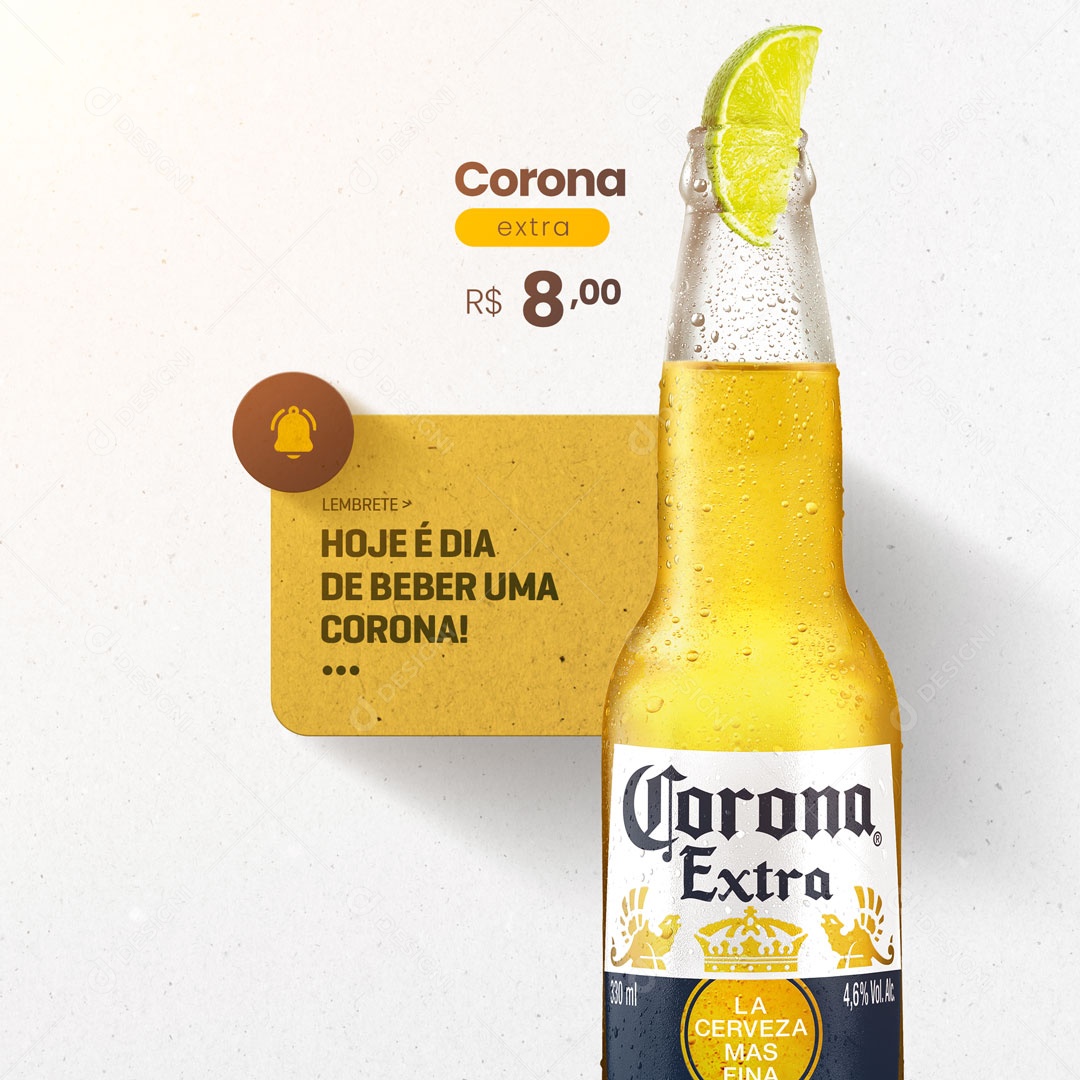 Post Bebidas Hoje é dia Dia Beber Uma Cerveja Corona! Social Media PSD Editável