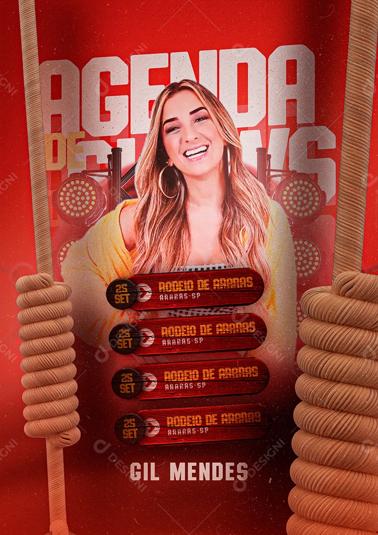 Agenda de Shows Gil Mendes Flyer Social Media PSD Editável