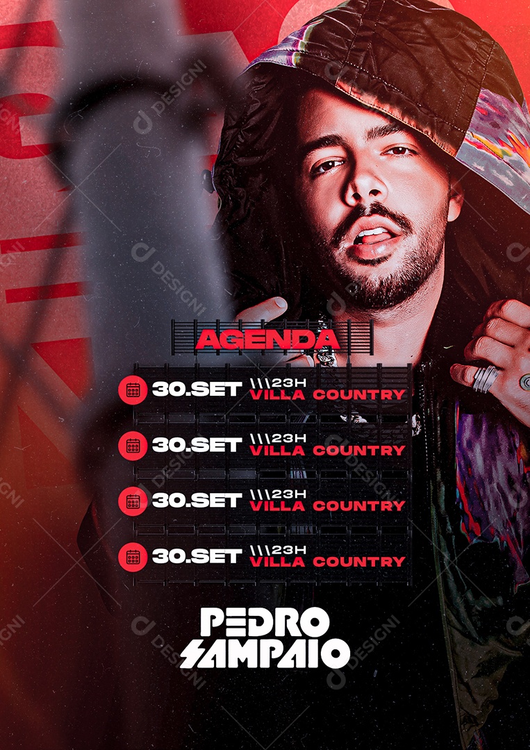 Agenda Pedro Sampaio Flyers Social Media PSD Editável