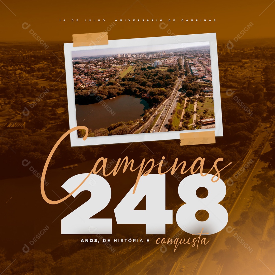 Social Media Aniversário Campinas 248 Anos Parabéns PSD Editável