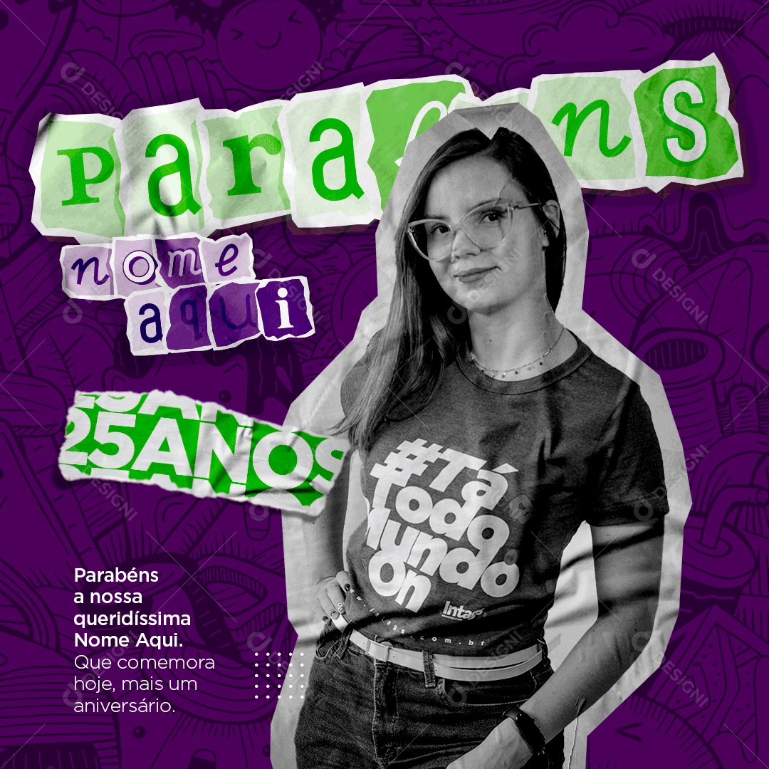 Social Media Aniversário Parabéns 25 Anos PSD Editável