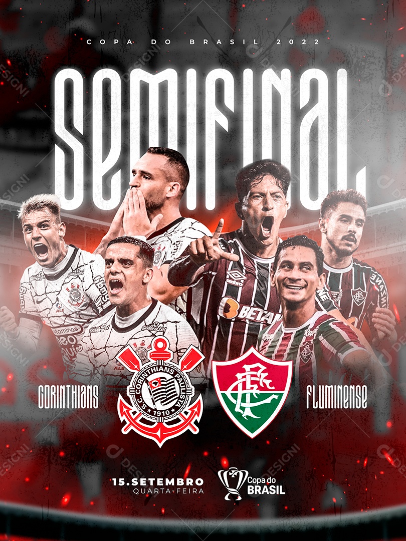 Flyer Futebol Semi Final Futebol Jogo Time Social Media PSD Editável