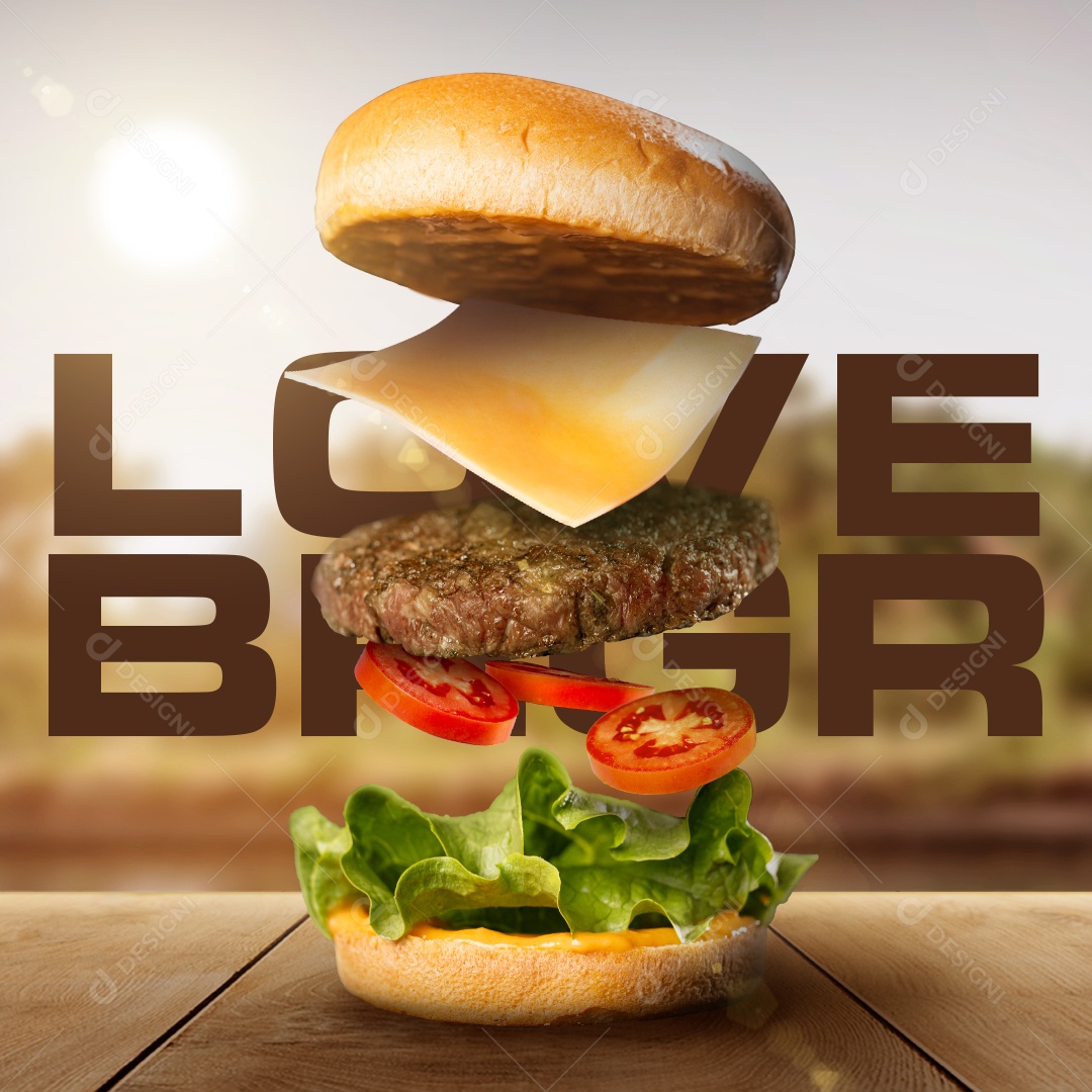 Social Media Hamburgueria Love Burguer PSD Editável