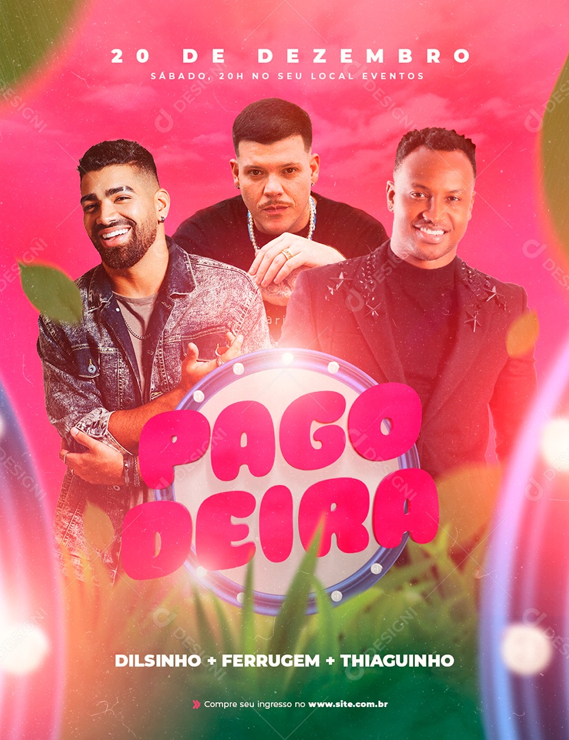 Social Media Flyer Pagodeira Cantores de Pagode e Samba PSD Editável