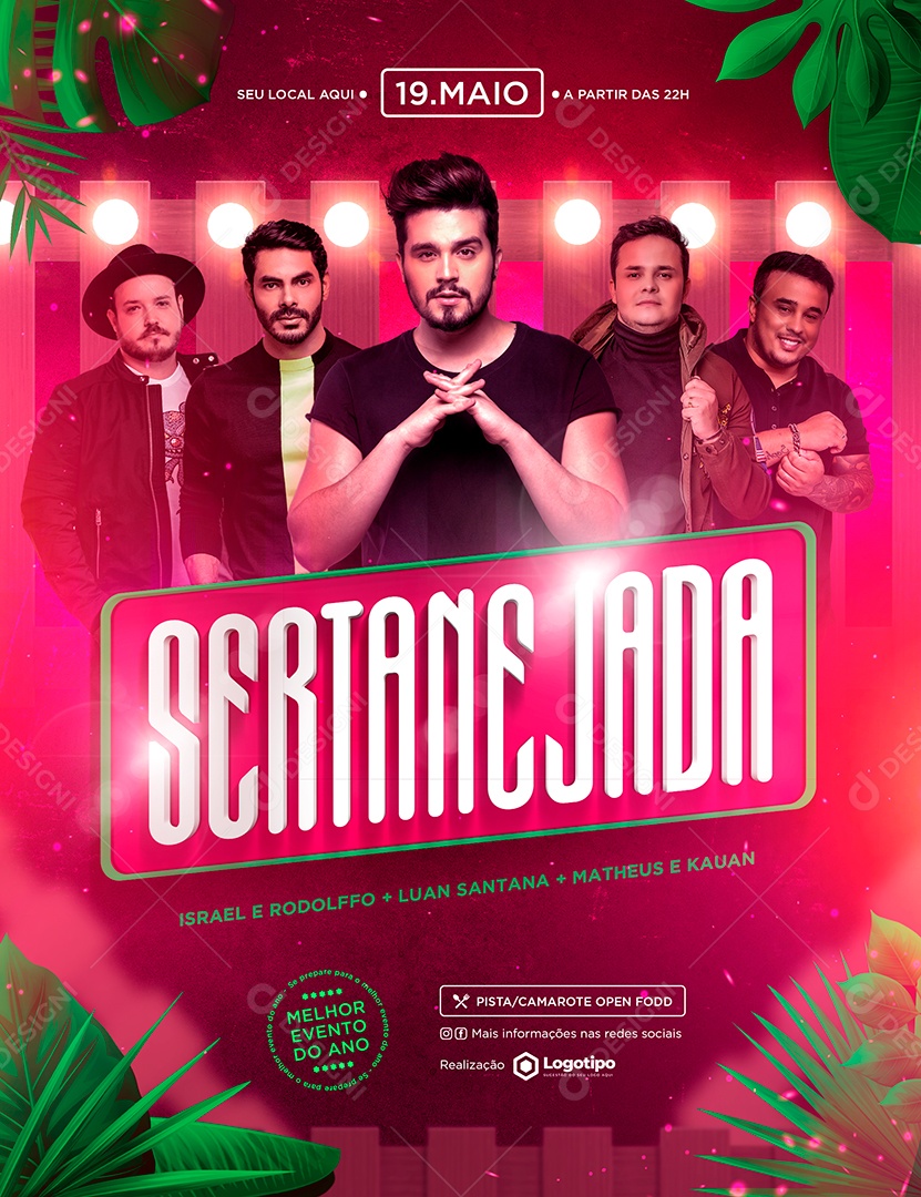 Social Media Flyer Evento Sertanejada Cantores PSD Editável