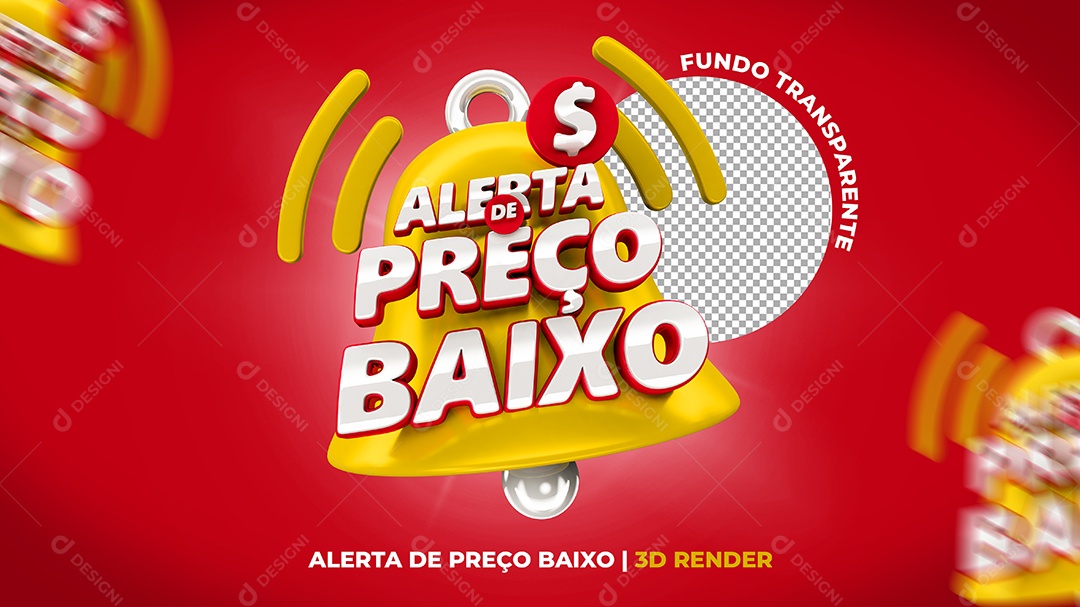 Selo 3D Alerta de Preço Baixo Para Composição PSD