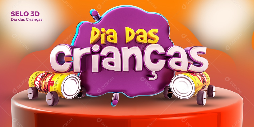 Selo 3D Dia das Crianças Para Composição PSD