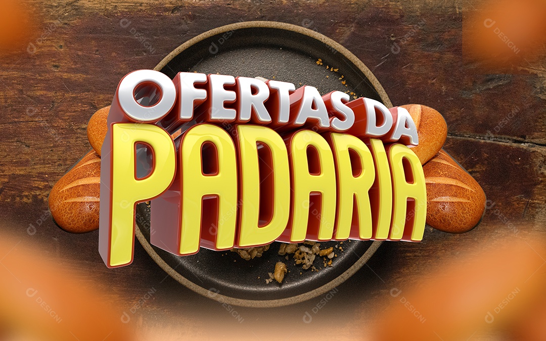Selo 3D Ofertas da Padaria Para Composição PSD