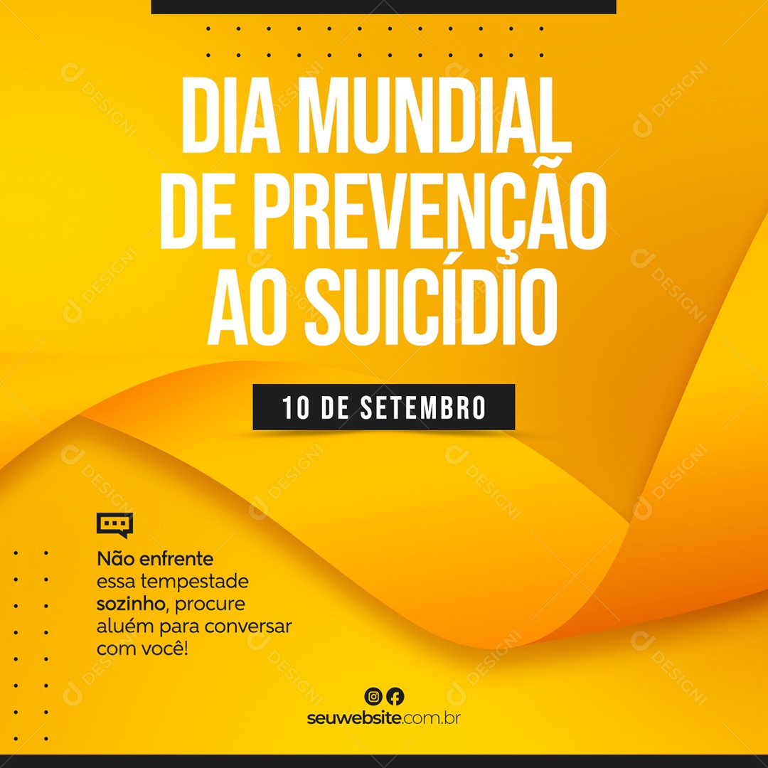 Não enfrente essa tempestade sozinho Dia Mundial de Prevenção ao Suicídio Social Media PSD Editável