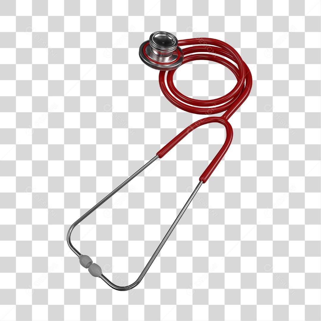 Estetoscópio Vermelho Instrumento Médico Elemento 3D PNG Transparente