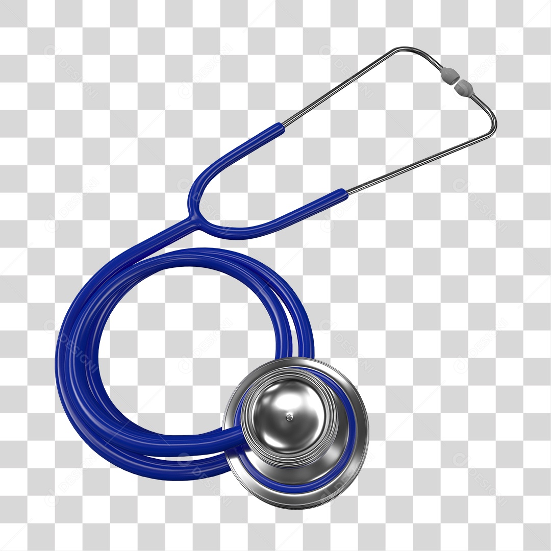 Estetoscópio Azul Instrumento Médico Elemento 3D PNG Transparente
