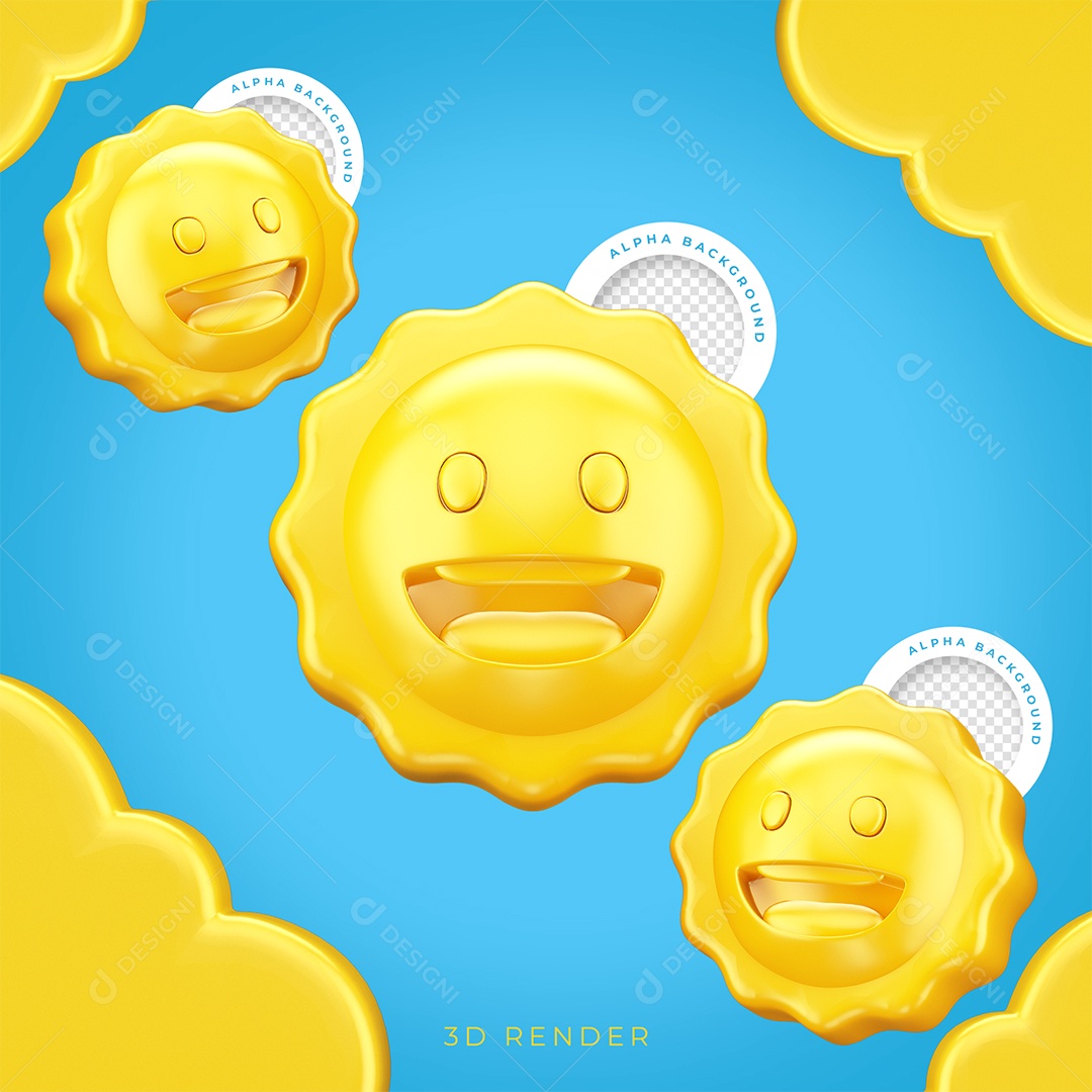 Children's Day Sun 3D Element for Composition PSD