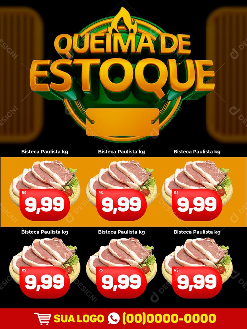 Queima de Estoque produtos Encarte Açougues Social Media PSD Editável