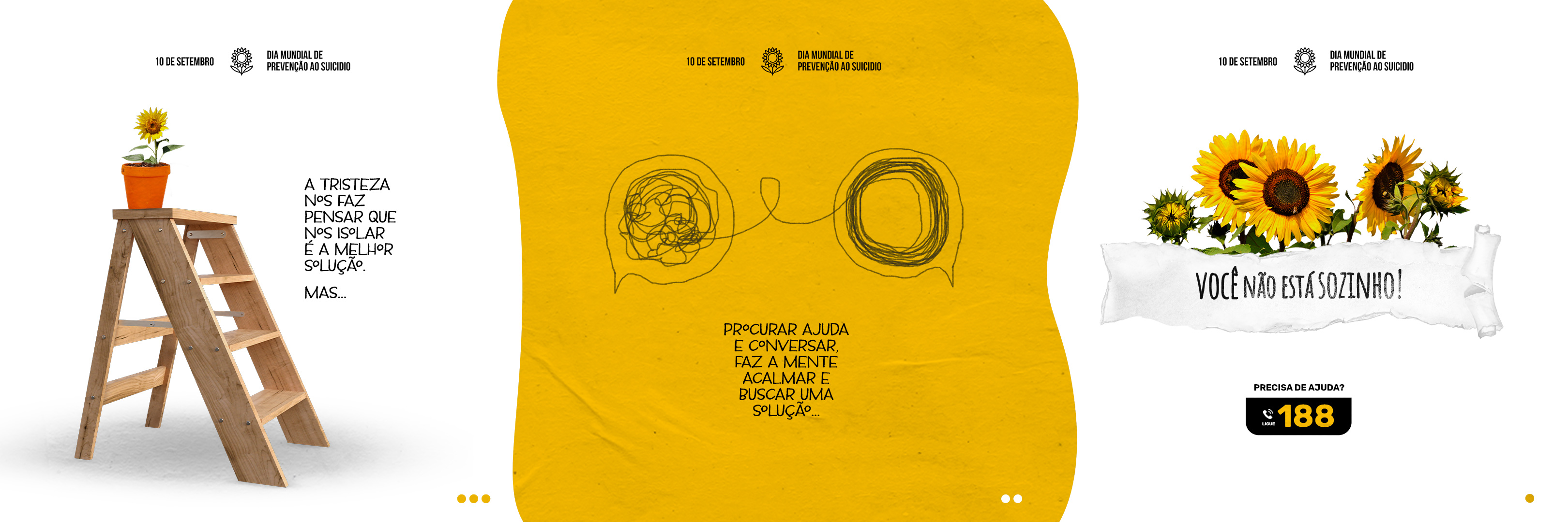 Carrossel Dia Mundial de Prevenção ao Suicídio 10 de Setembro Você Não Está Sozinho! Social Media PSD Editável