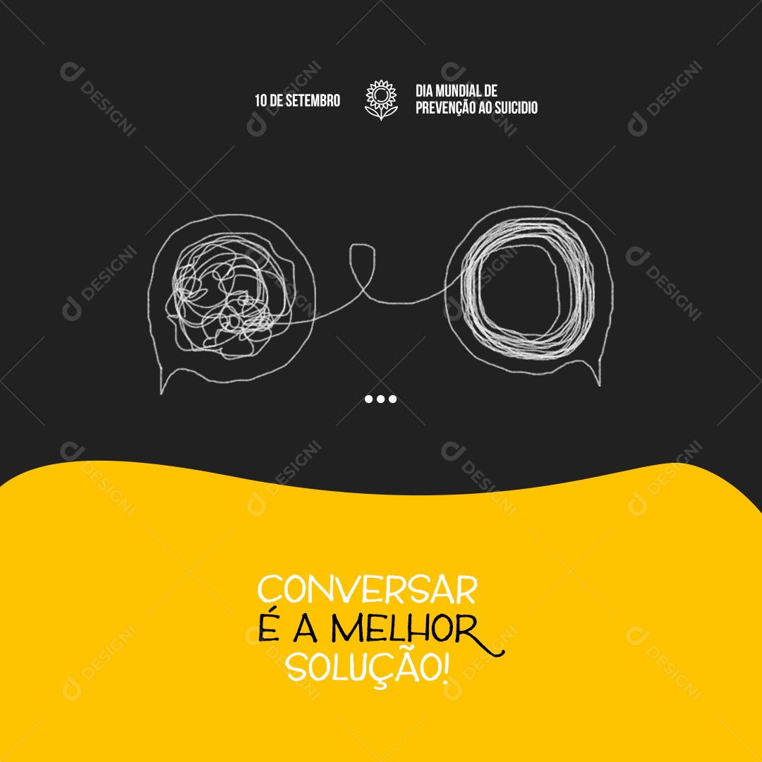 Dia Mundial de Prevenção ao Suicídio 10 de Setembro Conversar é a Melhor Solução! Social Media PSD Editável
