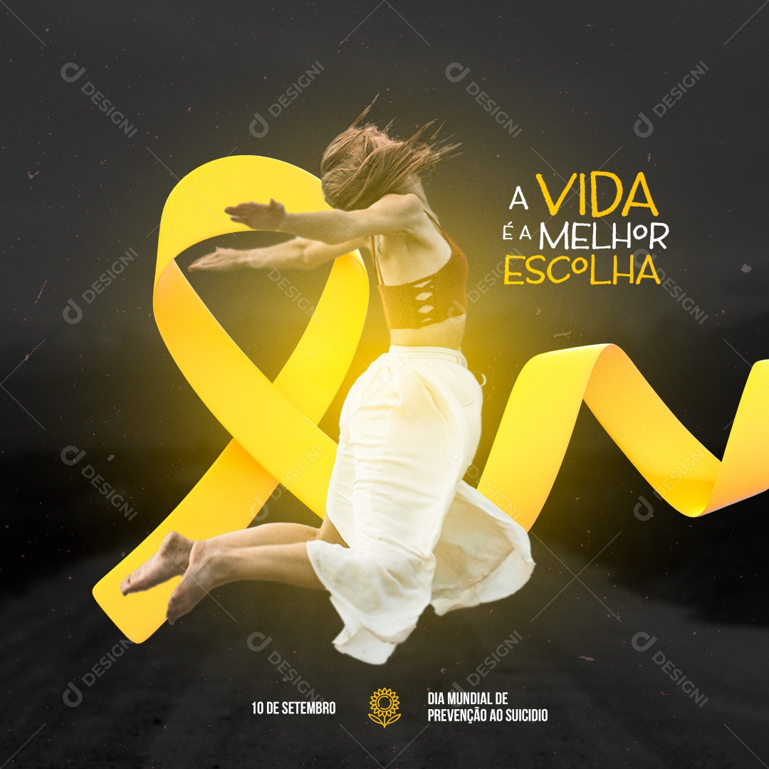 A Vida é a Melhor Escolha Dia Mundial de Prevenção ao Suicídio Social Media PSD Editável
