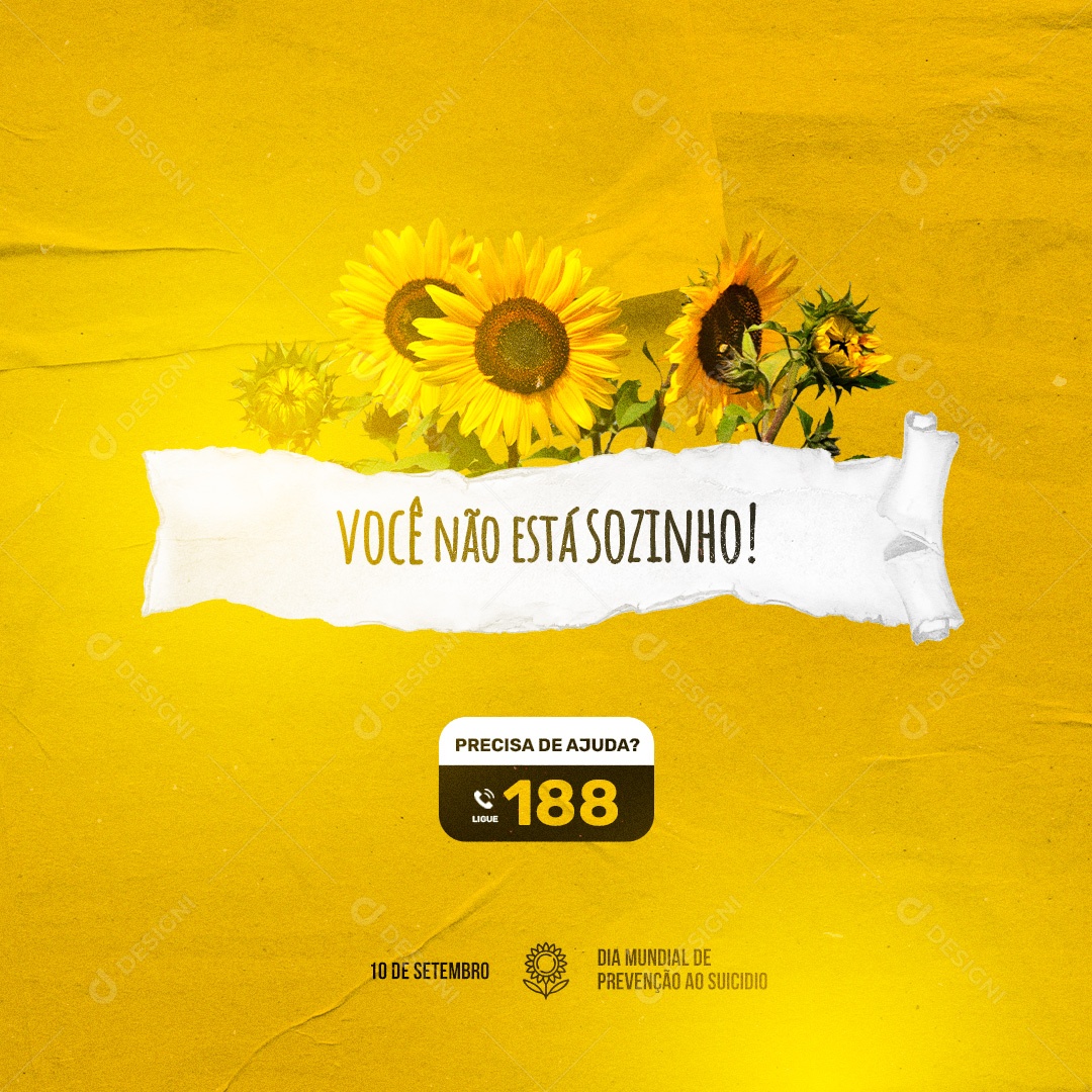 Dia Mundial de Prevenção ao Suicídio 10 de Setembro Você Não Está Sozinho! Social Media PSD Editável