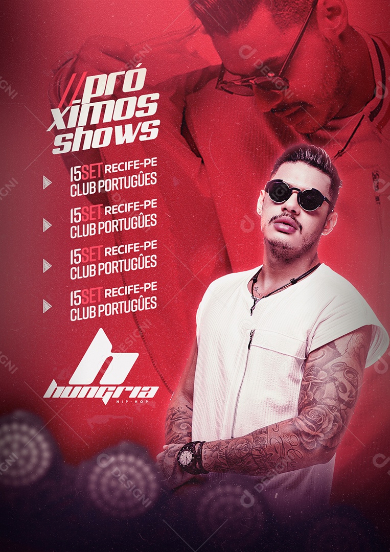 Próximos Shows Hungria Hip Hop Flyer Social Media PSD Editável