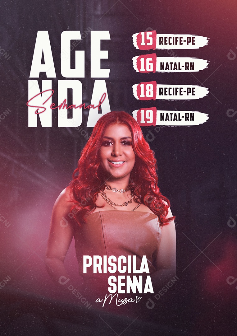 Agenda Semanal A Musa Priscila Senna Flyer Social Media PSD Editável