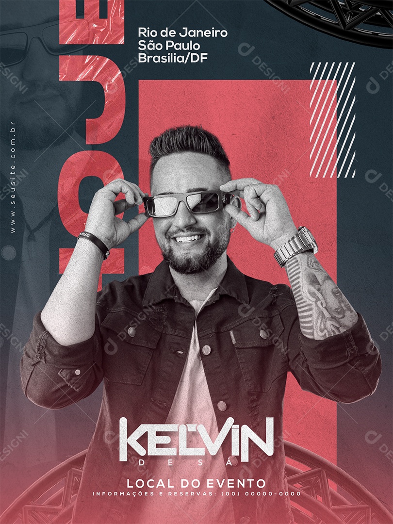 Hoje Dj Kelvin de Sá Flyer Social Media PSD Editável