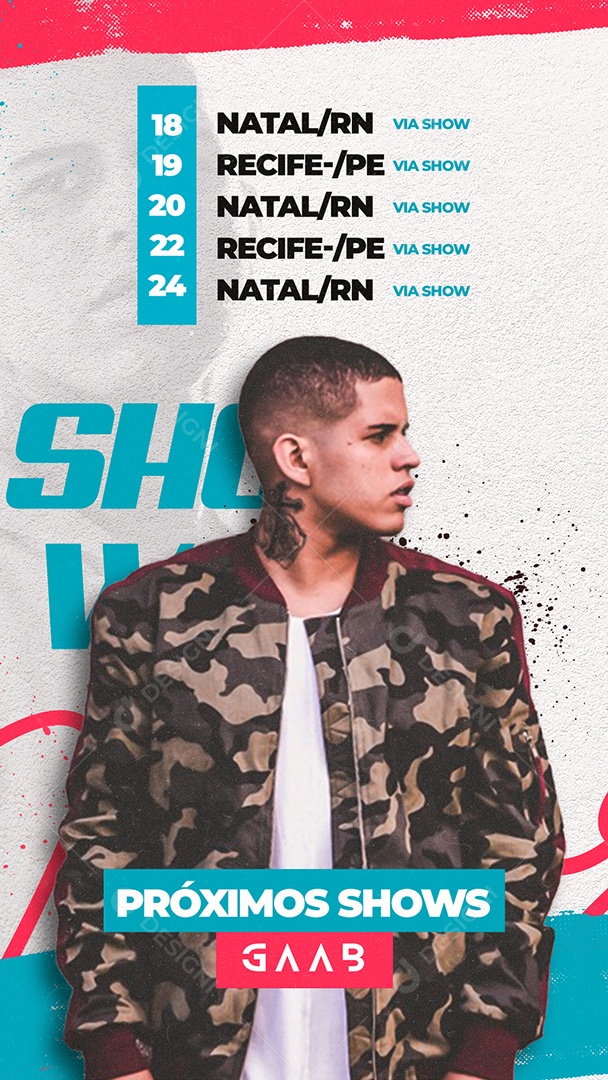 Story Próximos Shows Gaab Flyer Social Media PSD Editável
