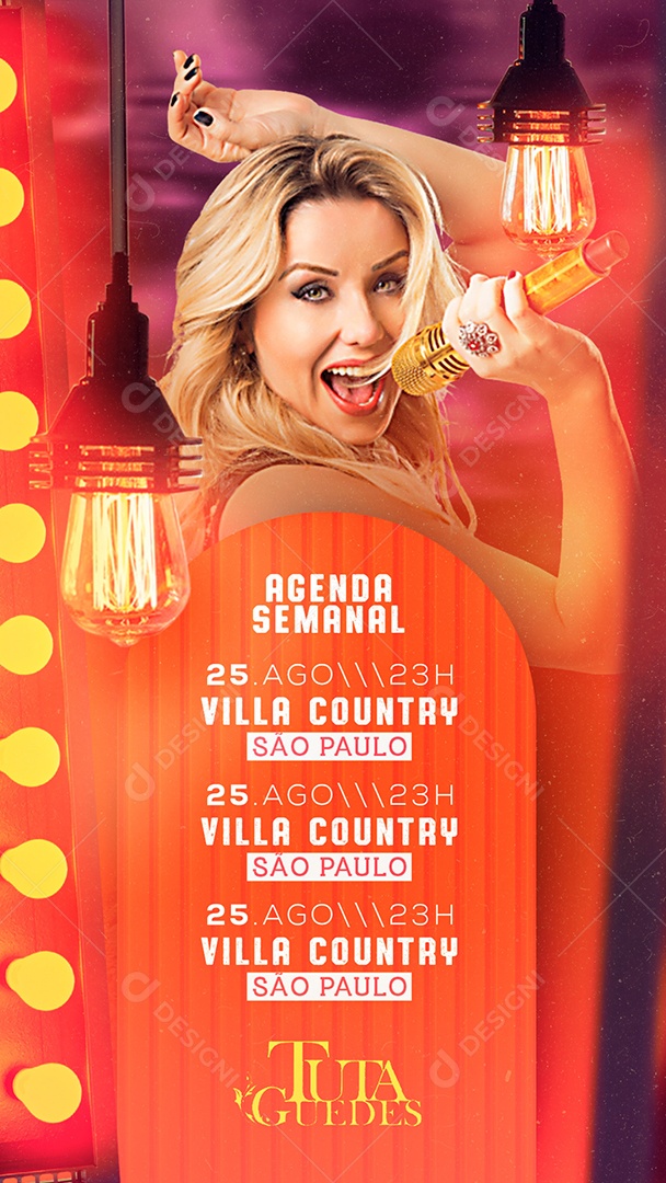 Story Agenda Semanal Tuta Guedes Flyer Social Media PSD Editável