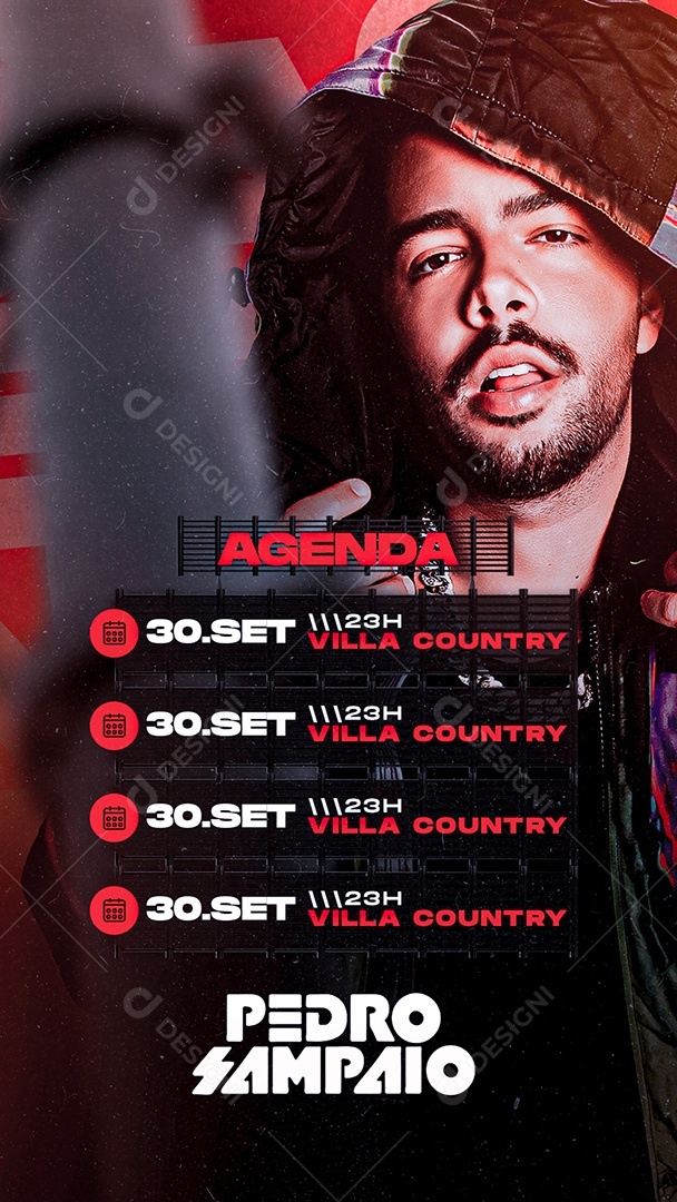 Story Agenda Pedro Sampaio Flyers Social Media PSD Editável
