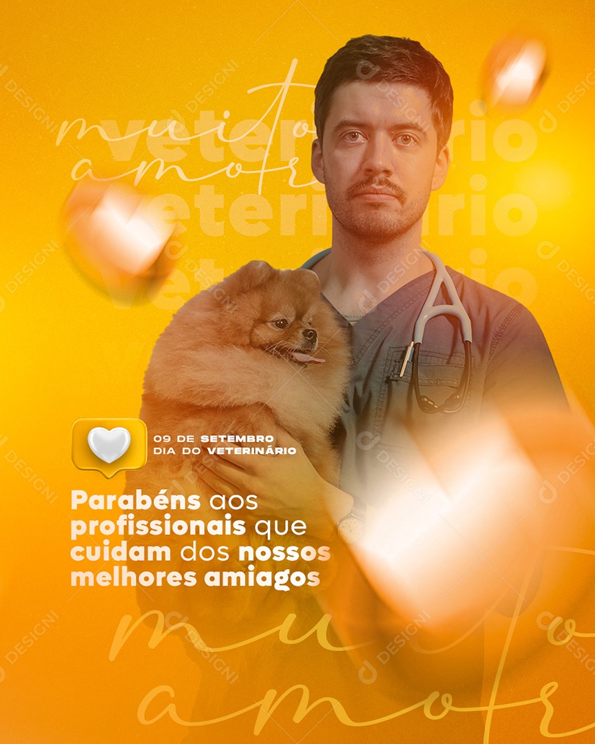 Parabéns aos Profissionais que cuidam Dia do Médico Veterinário Social Media PSD Editável
