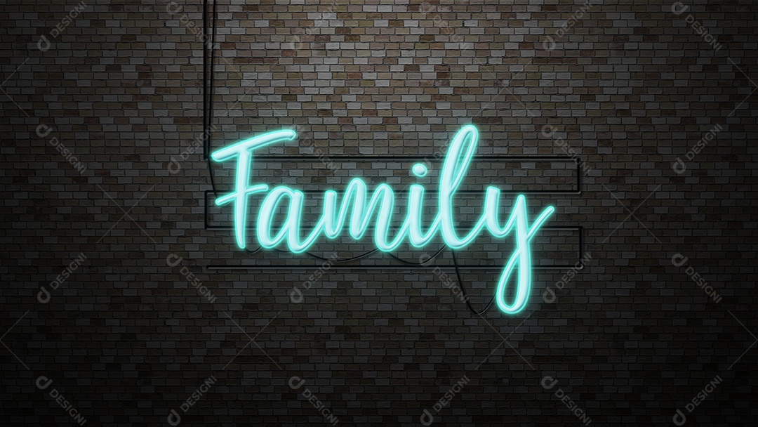 A mensagem Família luz neon na parede de tijolo bcakground